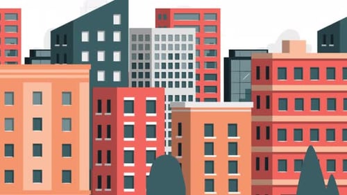 Vista de edificios urbanos Parallax 4K