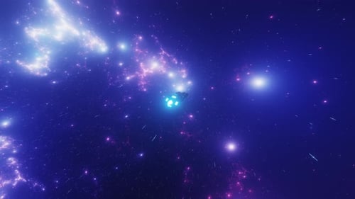 Futuristic Spaceship Traveling Through a Cosmic Nebula