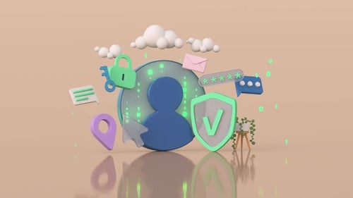 Metapher für Internetsicherheit und Cyberschutz. Mobile Anwendung oder Website-Konto. 3D-Rendering