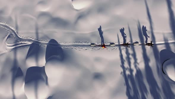 Explorers Pulling Sleds Across Snowy Landscape, People Stock Footage ft ...