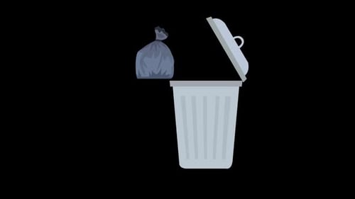 Animation of Trash can and trash bag with alpha channel