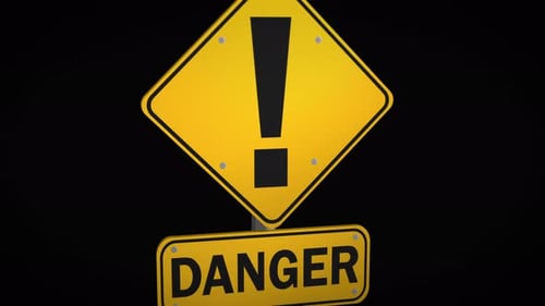 Animated 3D Danger Warning Sign with Exclamation Mark