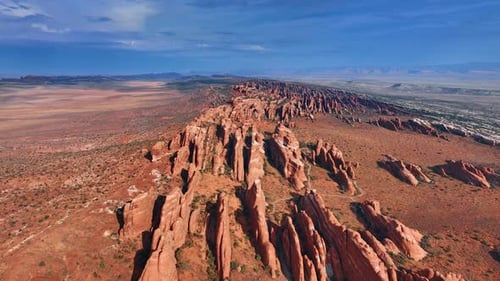 Area of ridged rocks in the vast desert.