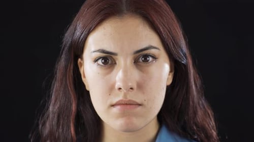 Angry pupils close-up to the camera.