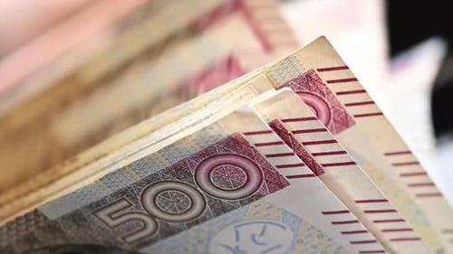 Five Hundred Polish Zloty Bill in Cash Counter