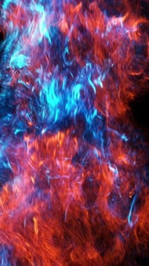 Abstract Glowing Blue Red Particles Fluid Transition