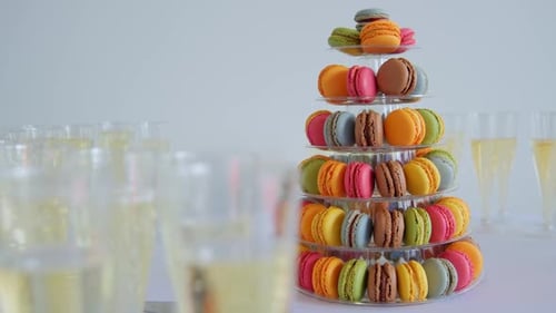 Famous Dessert Macaron Tower of Various Colors