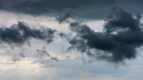 Cinematic View Of Storm Clouds Moving Across Sky Before Thunderstorm