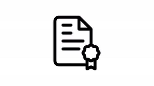Certificate Document with Seal Icon Line Animation