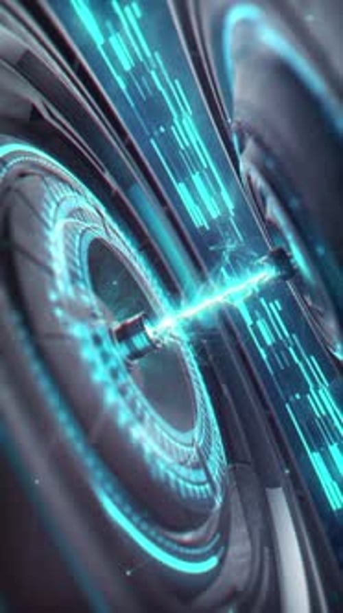 Futuristic Digital Core with Blue Glowing Technology Lines