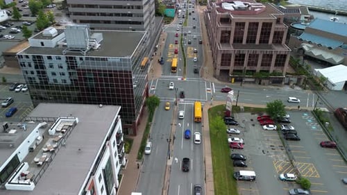 Yellow School Bus On Its Way To Pick Up Children In Dartmouth Nova Scotia