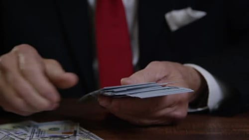 Business man counting his money HD