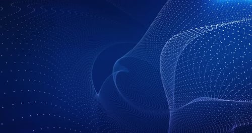 Waves Metaverse Blue. Abstract blue particle wave background. Big data stream. 4K resolution.