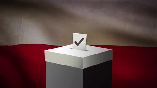 Casting vote into the ballot box during Poland election