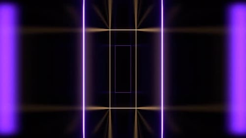 Violetter und hellgelber endloser Fantasy-Korridor und blinkender Portal-Hintergrund VJ Loop in 4K