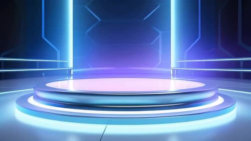 Futuristic Neon Stage Virtual Background for Technology Presentations