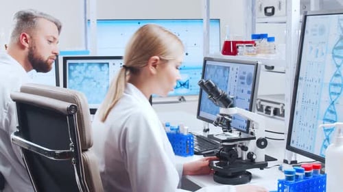 Scientists Working in Bright Modern Laboratory