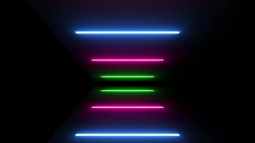 Neon Glowing Stick On Dark Black Background with reflection effects Seamless Loop Animation