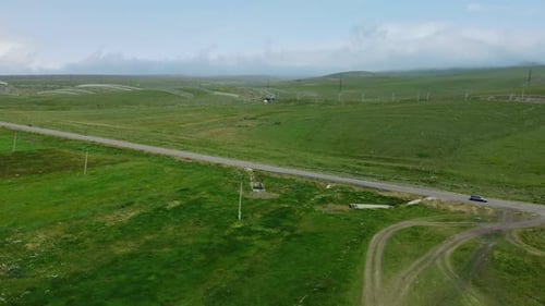 Scenic Drive in a Green Countryside Landscape
