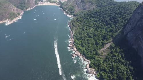 Sugarloaf Mountain View with boats below panning up to entire city of Rio.
Rio de Janeiro, Brazil by