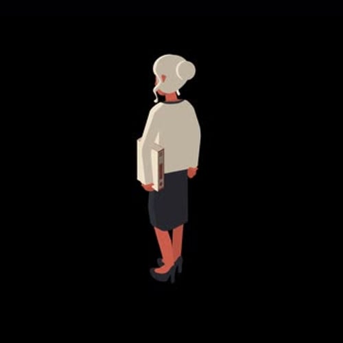 Flat Design Animated Woman Carrying Books