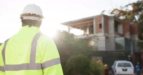 Man, construction worker and maintenance with engineering and contractor