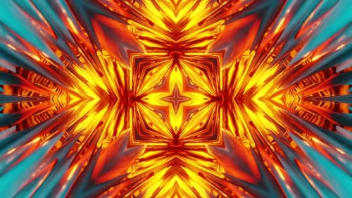 Colorful abstract design with star in the center. Kaleidoscope VJ loop
