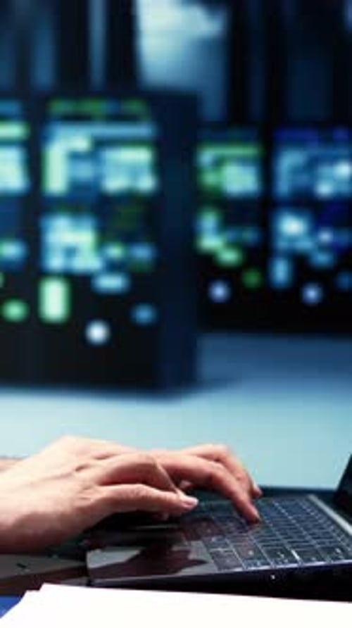 Vertical Video Supervisor Doing Server Diagnostic Test