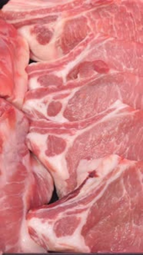 Fresh Raw Pork Meat Chops Close Up