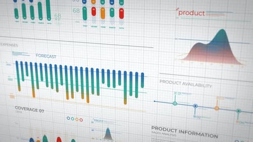 Animated Business Infographic with Marketing Data on a Scrolling Background