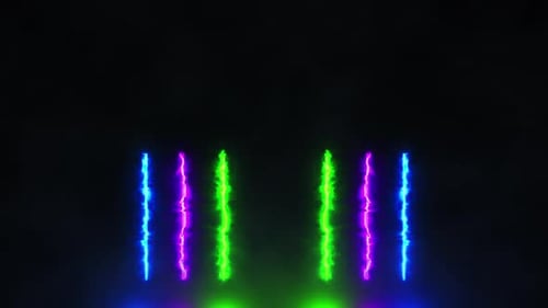 Vertical Neon Electric Light Lines Animation Background