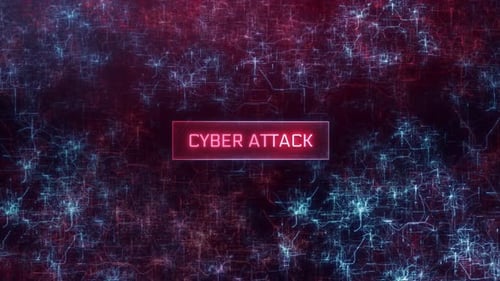 Conceito de ataque cibernético sobre fundo de redes escuras de computadores