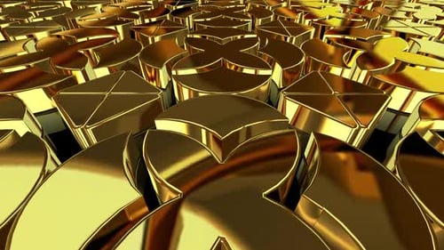 Luxury Background with Motion over Gold Shapes, Reflection, Figures, 3D Render, Exclusive