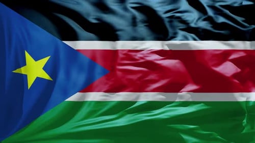 South Sudan National Flag Waving Seamlessly