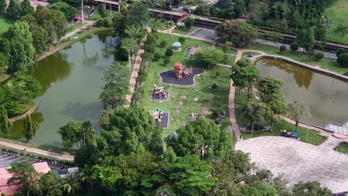 Aerial Drone View of Batu Pahat Park Playground