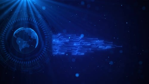 Digital Earth Globe and Circuit Board Technology Background Loop