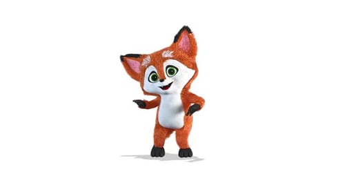 Little Fox tanzt einfacher Tanz auf weißem Hintergrund