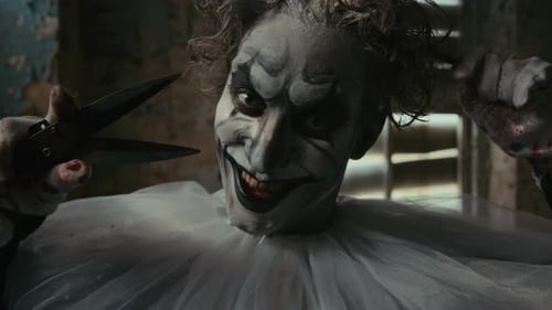 Menacing Clown with Scissors and Knife