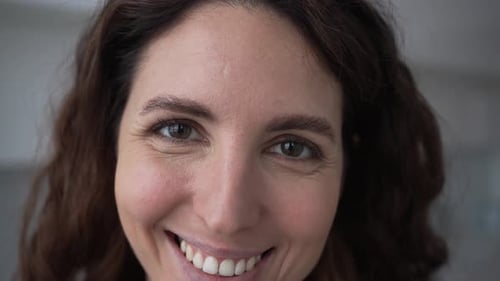 Woman Smiling in Extreme Close-Up Portrait