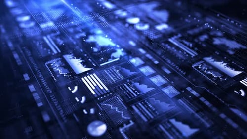 Futuristic Digital Business Data Interface Analytics Animation