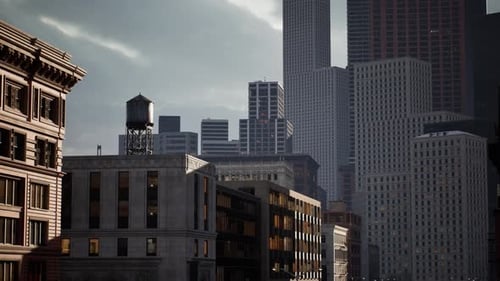 Edificios de piedra art déco en la ciudad de Chicago