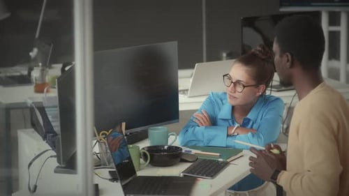 Programmer and Female Manager Working Together on IT Project