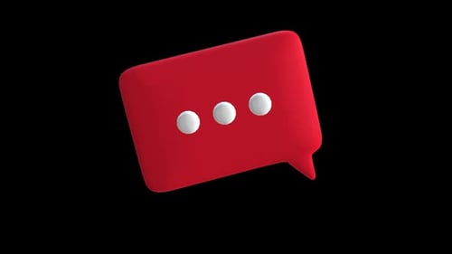 Animated 3D Red Speech Bubble Message Icon