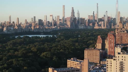 Aerial view of Central Park at sunrise