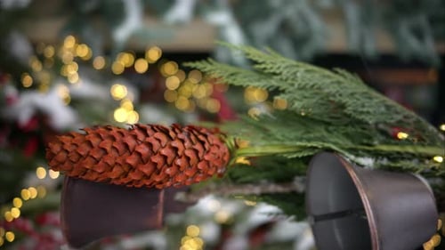 Christmas Bells and Pine Cone Holiday Still Life