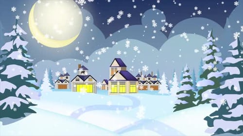 Winter Landscape In Village 4K