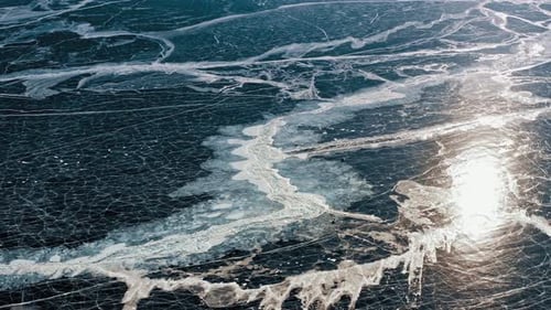 Breathtaking And Aerial View Of Frozen Lake Baikal