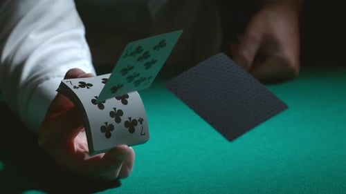 Cards Dealt on Table in Casino Setting