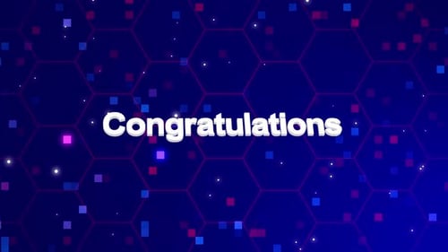 Futuristic Congratulations Text Reveal with Geometric Background