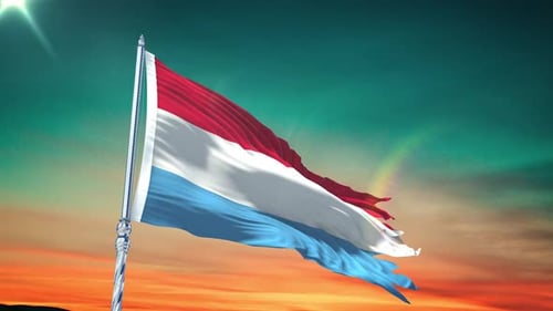 Luxembourg National Flag Waving in Realistic Loop Animation